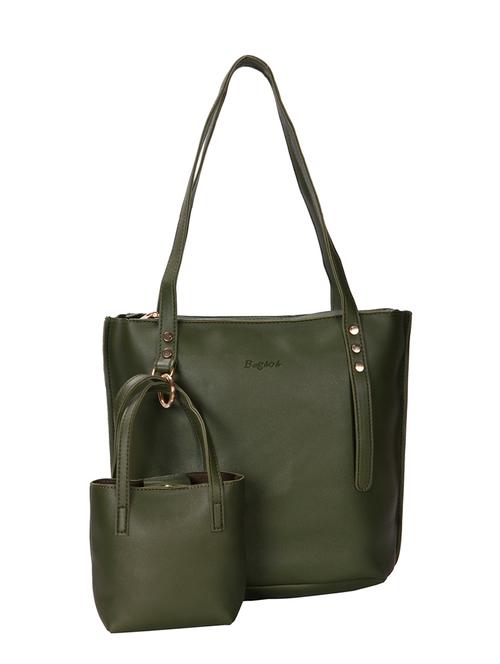 green leatherette (pu) combo handbag - 16902184 - Very Small Image - 1