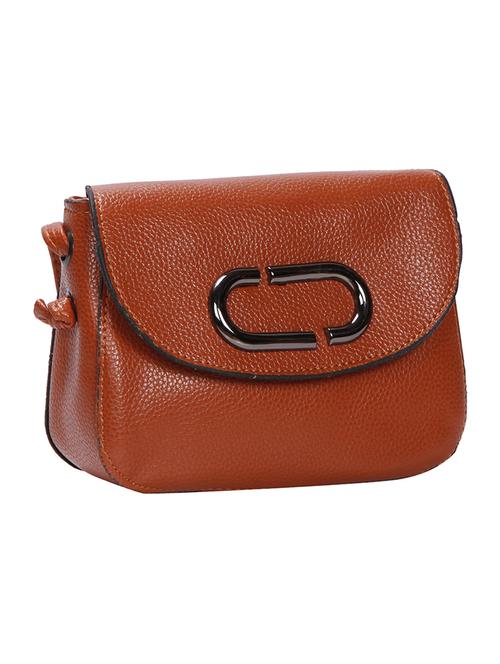 tan leatherette (pu) sling bag - 16902194 - Very Small Image - 1
