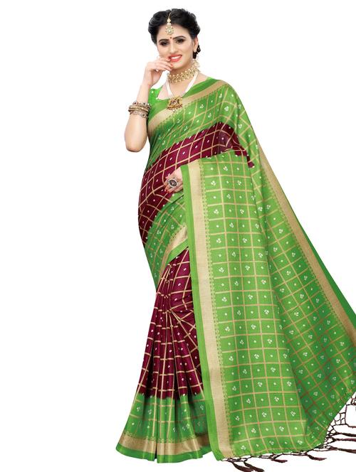 checkered bhagalpuri saree with blouse - 16902226 - Very Small Image - 1
