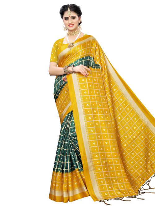 checkered bhagalpuri saree with blouse - 16902227 - Very Small Image - 1