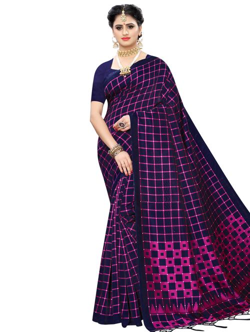 checkered bhagalpuri saree with blouse - 16902271 - Very Small Image - 1