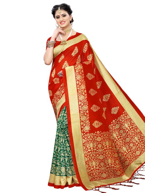 half & half bhagalpuri saree with blouse - 16902278 - Very Small Image - 1
