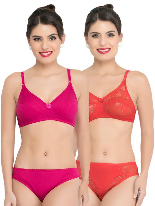 set of 2 bow patch bra and panty set - 16903021 - Very Small Image - 1