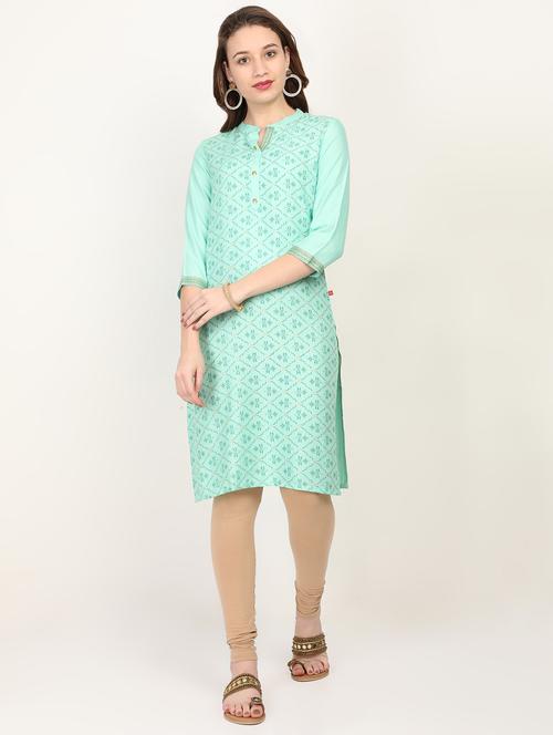 gold print straight kurta - 16903214 - Very Small Image - 1