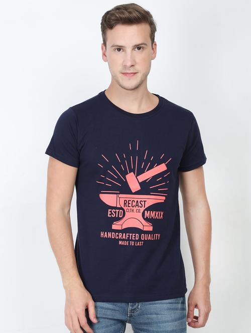 dark blue typographic chest print t-shirt - 16903866 - Very Small Image - 1