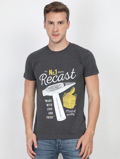 grey typographic chest print t-shirt - 16903871 - Very Small Image - 1
