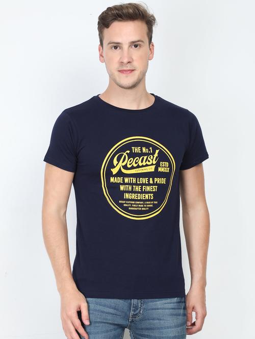 dark blue typographic chest print t-shirt - 16903878 - Very Small Image - 1