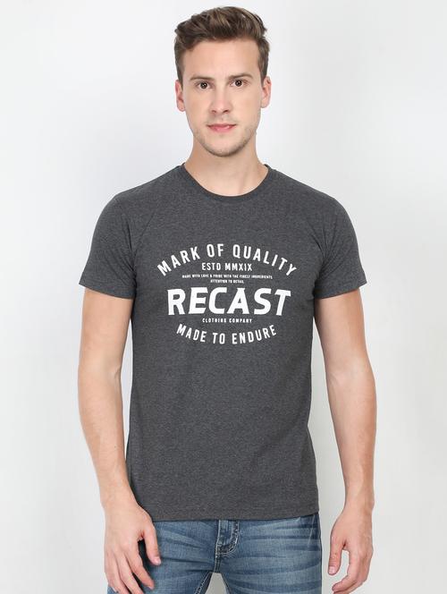 grey typographic chest print t-shirt - 16903882 - Very Small Image - 1