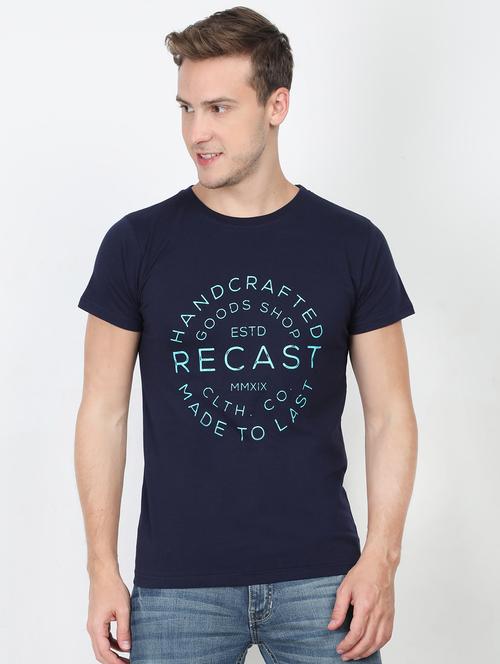 dark blue typographic chest print t-shirt - 16903884 - Very Small Image - 1