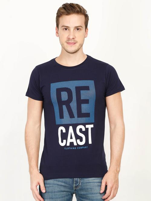 dark blue typographic chest print t-shirt - 16903891 - Very Small Image - 1
