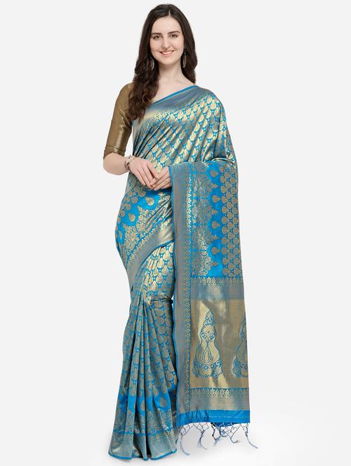 ethnic motif banarasi saree with blouse - 16904087 - Very Small Image - 1