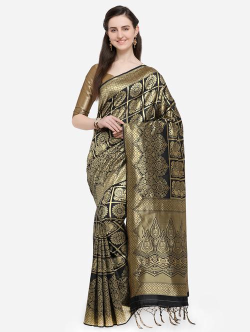 conversational banarasi saree with blouse - 16904093 - Very Small Image - 1