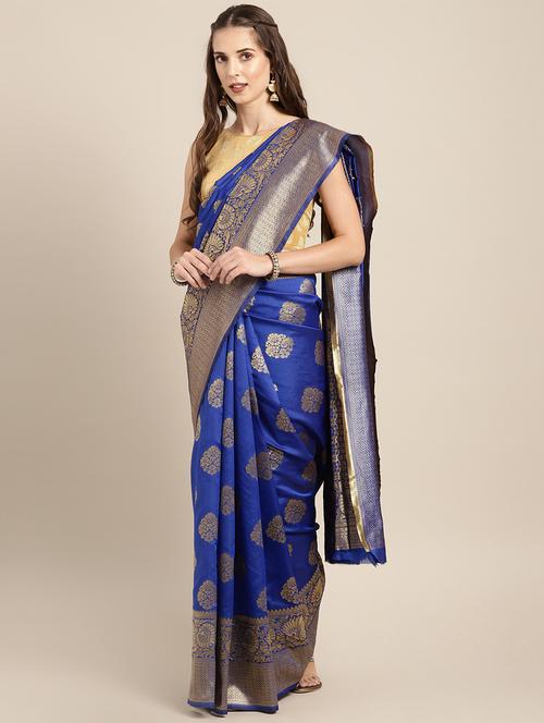 floral banarasi saree with blouse - 16904094 - Very Small Image - 1