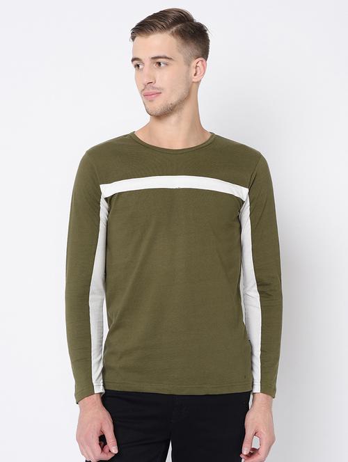 olive green taped t-shirt - 16904202 - Very Small Image - 1