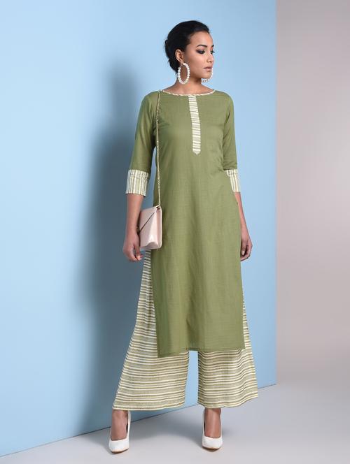 solid kurta palazzo set - 16904392 - Very Small Image - 1