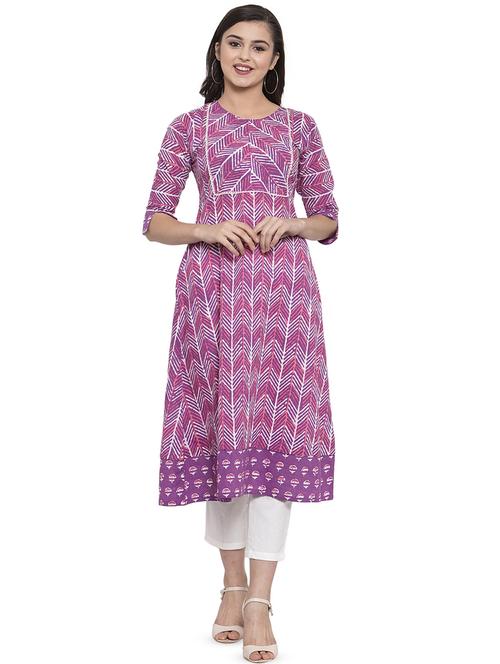 chevron print a-line kurta - 16904942 - Very Small Image - 1