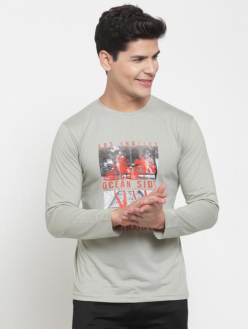 grey chest print t-shirt - 16905721 - Very Small Image - 1