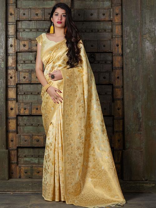 floral woven saree with blouse - 16905965 - Very Small Image - 1