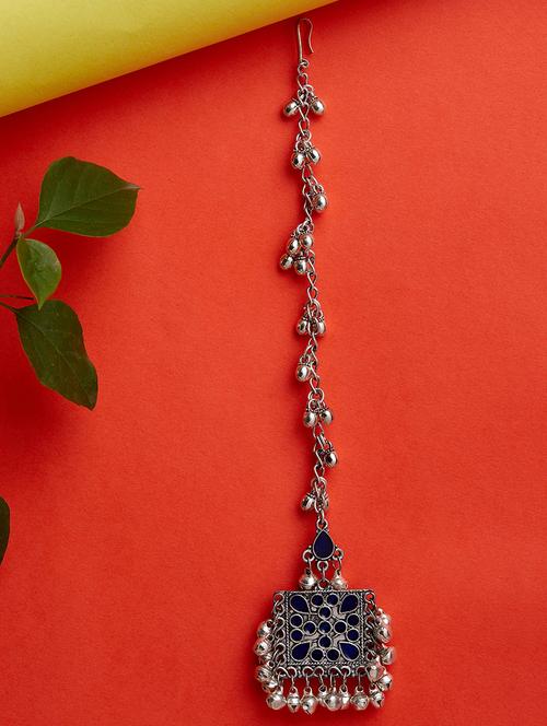 blue colored single maang teeka - 16906164 - Very Small Image - 1