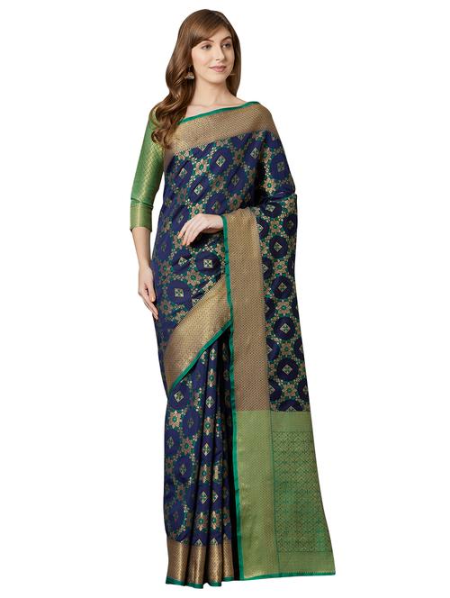 self design kanjivaram saree with blouse - 16906984 - Very Small Image - 1