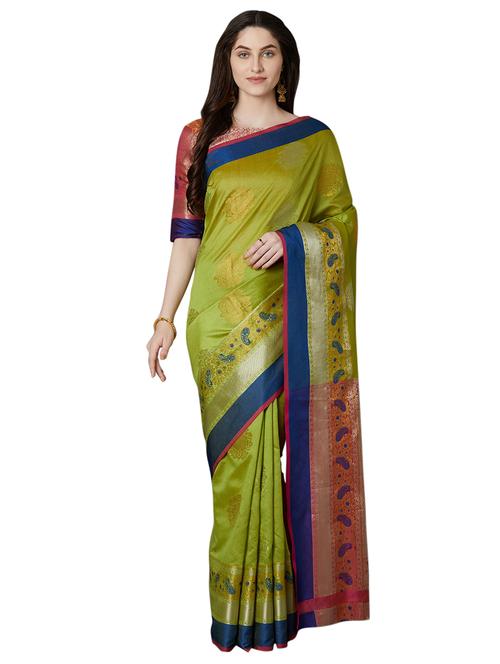 floral banarasi saree with blouse - 16906999 - Very Small Image - 1