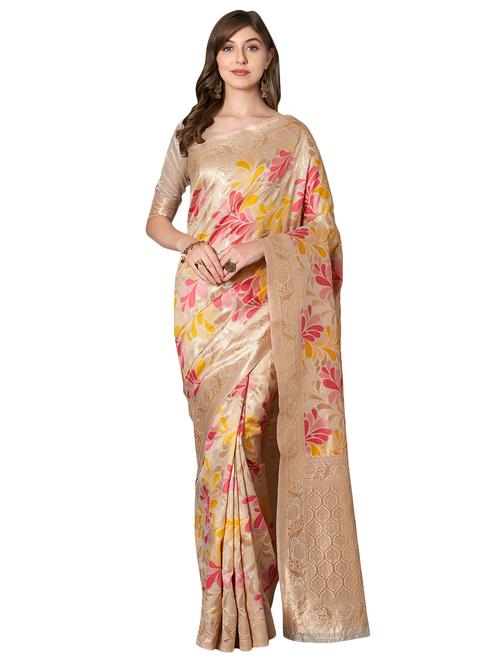 floral kanjivaram saree with blouse - 16907022 - Very Small Image - 1