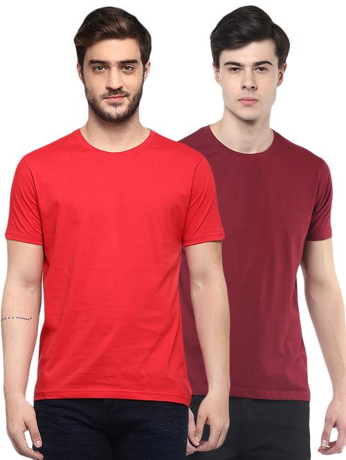 red and maroon solid combo t-shirts - 16908126 - Very Small Image - 1