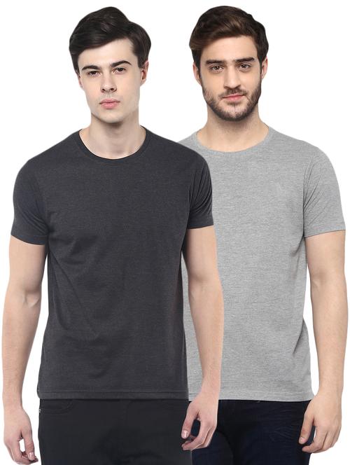 charcoal and grey solid combo t-shirts - 16908144 - Very Small Image - 1