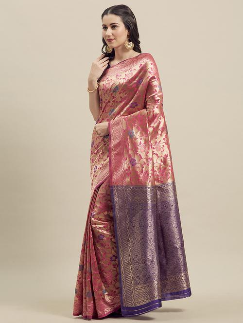 floral banarasi saree with blouse - 16908848 - Very Small Image - 1