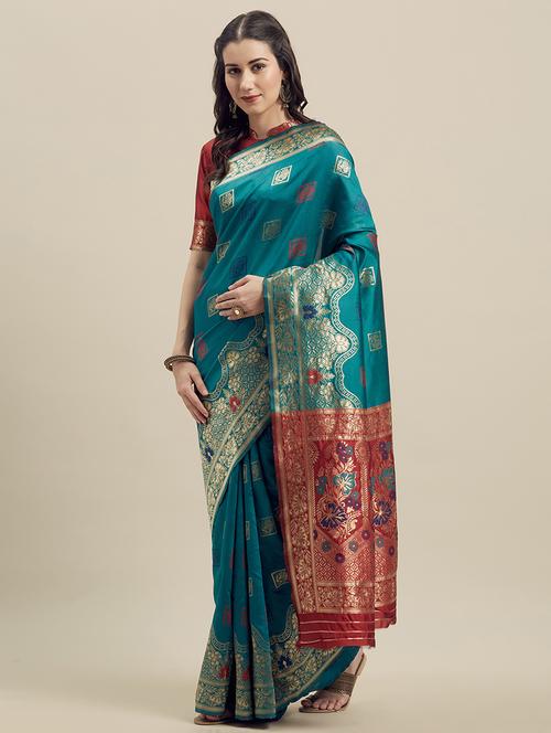 conversational banarasi saree with blouse - 16908852 - Very Small Image - 1