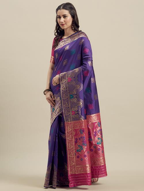 conversational banarasi saree with blouse - 16908853 - Very Small Image - 1