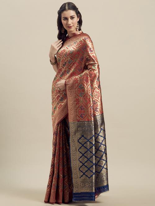 conversational banarasi saree with blouse - 16908859 - Very Small Image - 1