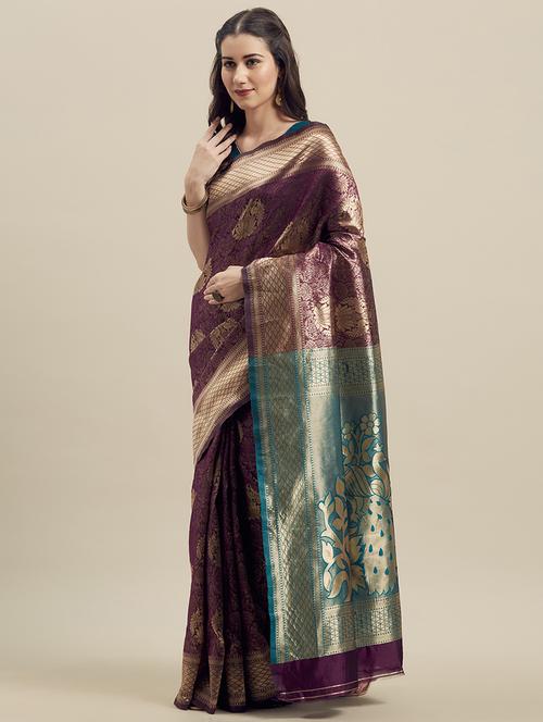 floral banarasi saree with blouse - 16908865 - Very Small Image - 1