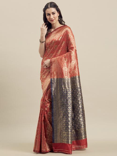 floral banarasi saree with blouse - 16908876 - Very Small Image - 1