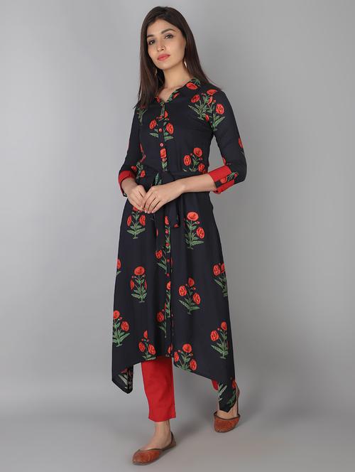 floral asymmetric kurta - 16909080 - Very Small Image - 1