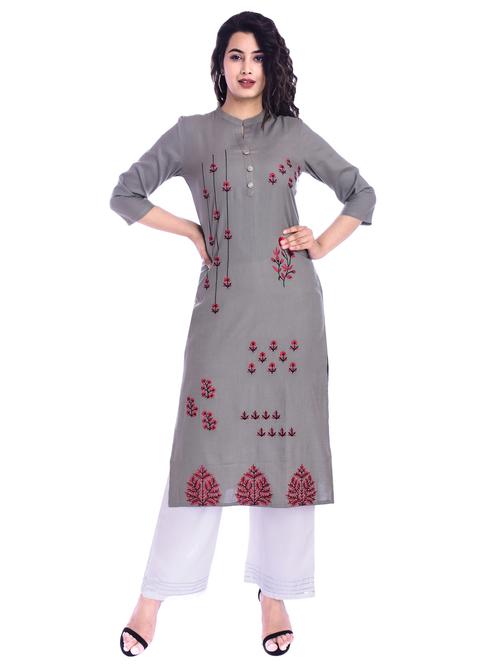 embroidered straight kurta - 16909388 - Very Small Image - 1