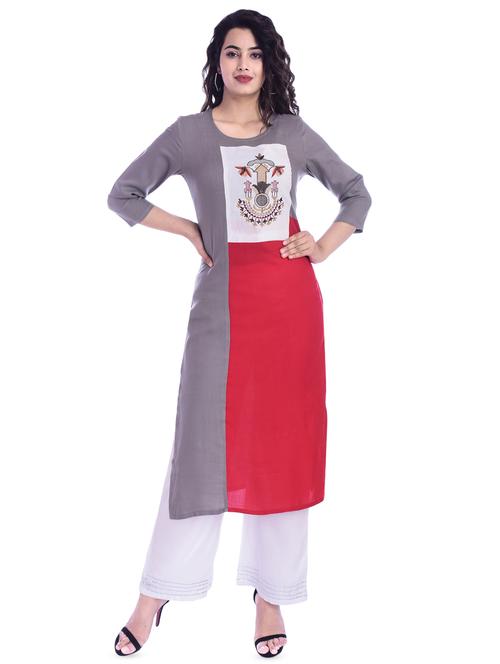 color block straight kurta - 16909390 - Very Small Image - 1