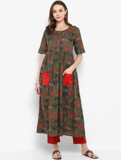 floral flared kurta - 16909421 - Very Small Image - 1
