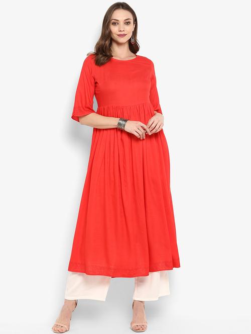 solid flared kurta - 16909422 - Very Small Image - 1