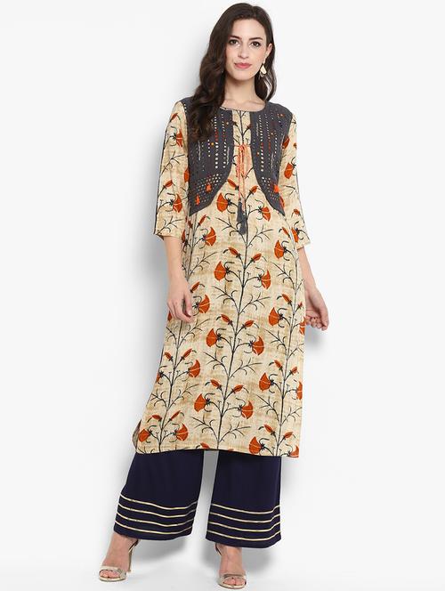 floral straight kurta - 16909427 - Very Small Image - 1