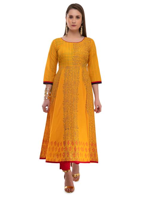 floral print flared kurta - 16909497 - Very Small Image - 1
