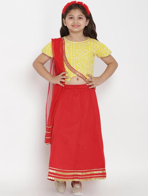 yellow cotton lehenga choli - 16909770 - Very Small Image - 1