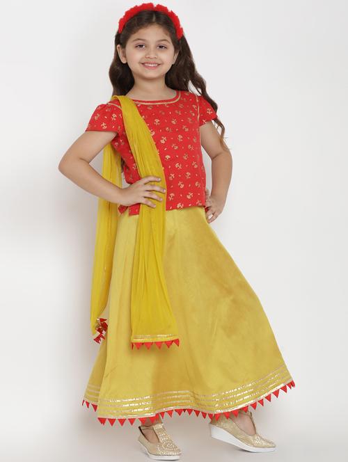 yellow cotton lehenga choli - 16909773 - Very Small Image - 1