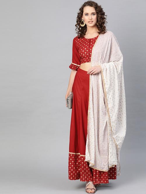 foil print a-line lehenga - 16909859 - Very Small Image - 1
