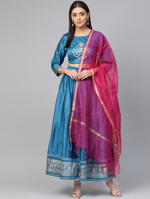 foil print panelled lehenga - 16909861 - Very Small Image - 1