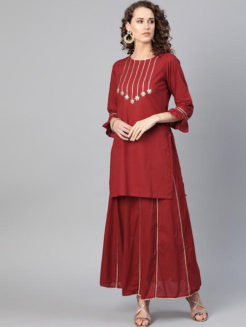 gota work kurta skirt set - 16909898 - Very Small Image - 1