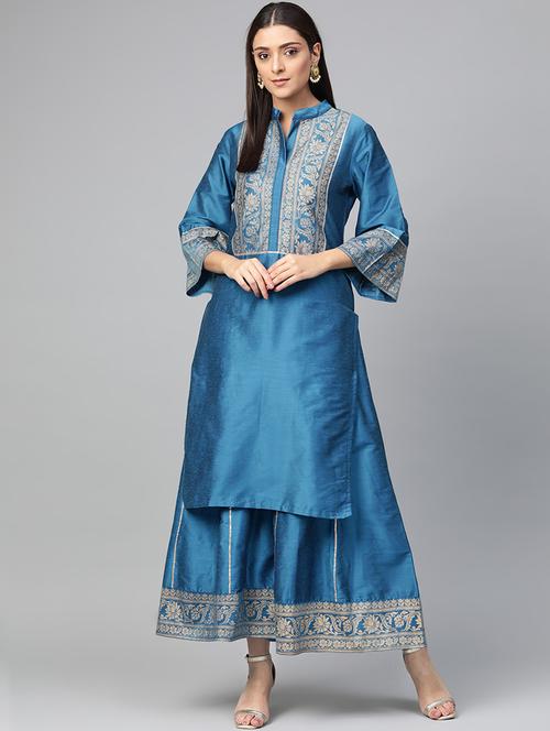 gota work kurta palazzo set - 16909912 - Very Small Image - 1