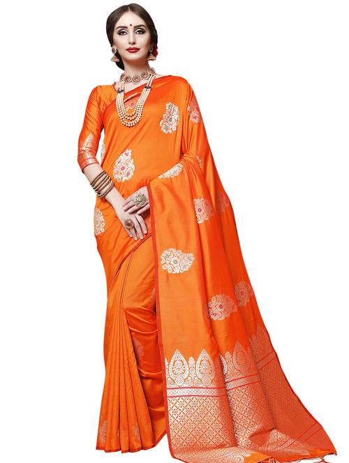 ethnic motifs banarasi saree with blouse - 16909950 - Very Small Image - 1