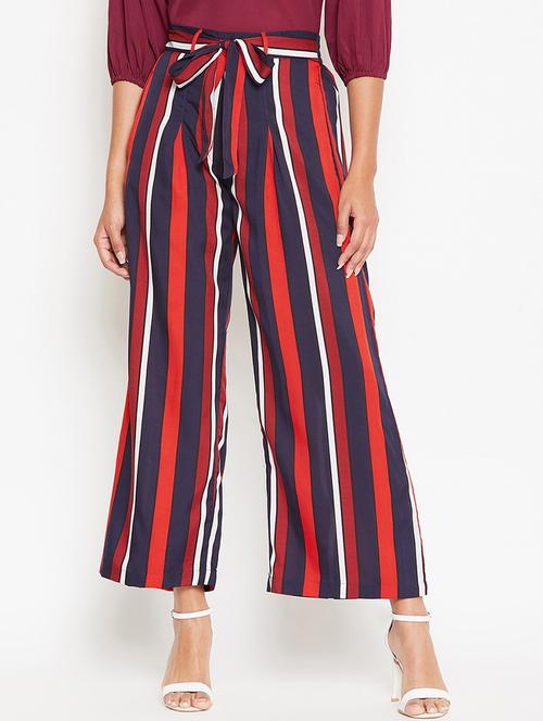 tie front striped trouser - 16910944 - Very Small Image - 1
