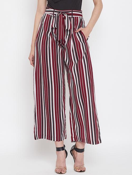 tie front striped trouser - 16910945 - Very Small Image - 1